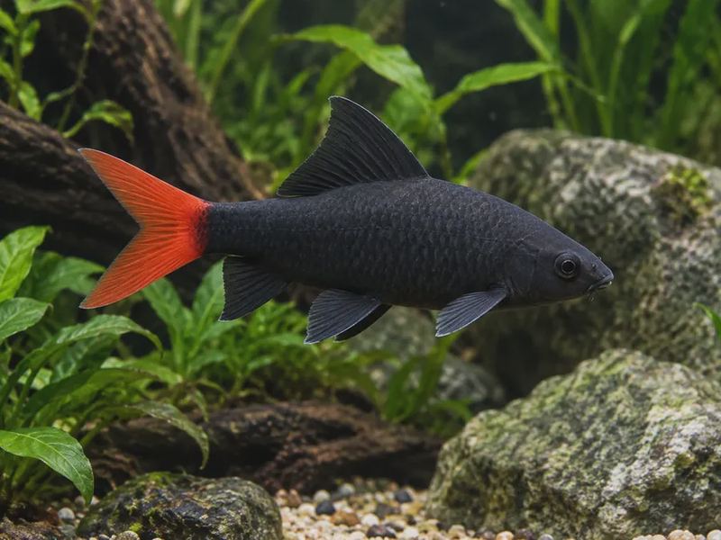 Epalzeorhynchos bicolor — Red-Tailed Black Shark